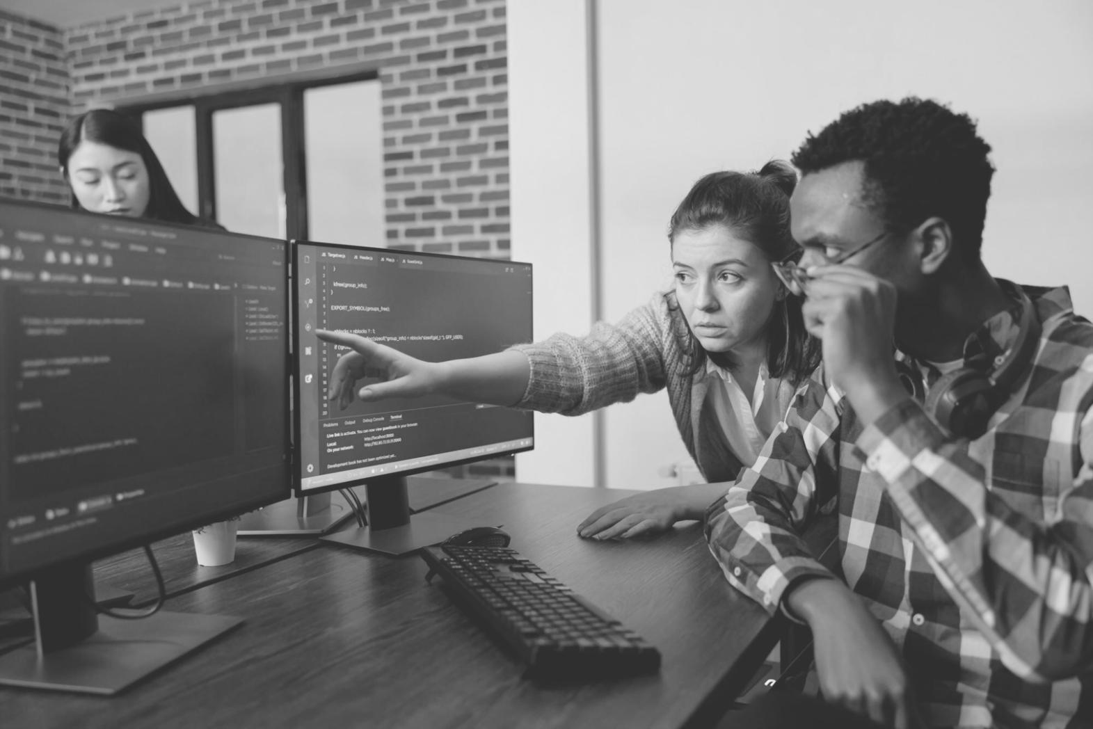 Professional workspace showcasing website design and development process